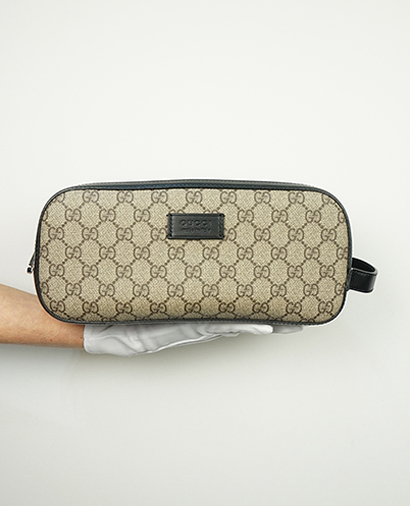 Gucci GG Supreme Double Zip Toiletry Case, front view
